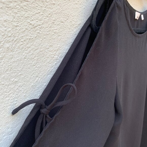 Aritzia Wilfred Pozzi Black Open Tie Sleeve Blouse Top Shirt Size Small - Picture 4 of 6